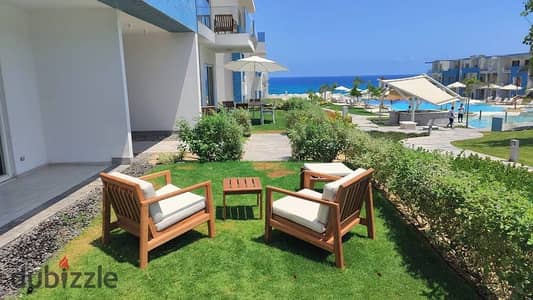 First-row ground-floor chalet with garden fully finished + ACs panoramic view 10-year installments near Azha The Med Telal & Silver Sands.