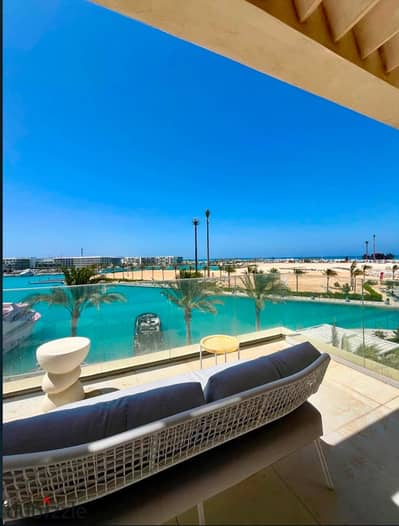3BR first-row chalet with panoramic sea view fully finished with ACs 10-year installments in North Coast near Azha The Med Beit Al Bahr Telal & Silver