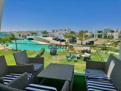 3BR chalet with panoramic open views first-row lagoon near delivery fully finished with ACs in North Coast near Dose Seashell Playa Marassi & Te