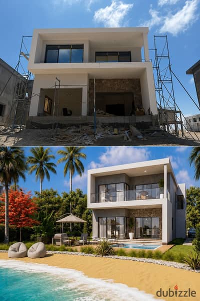 لفترة محدودة خصم 30% ڤيلا ستاندالون FULL SEA VIEW وبتشطيب ULTRA SUPER LUX بجوار واتر واي و لافيستا ودقايق من امواج و بيانكي و كون راس الحكمة