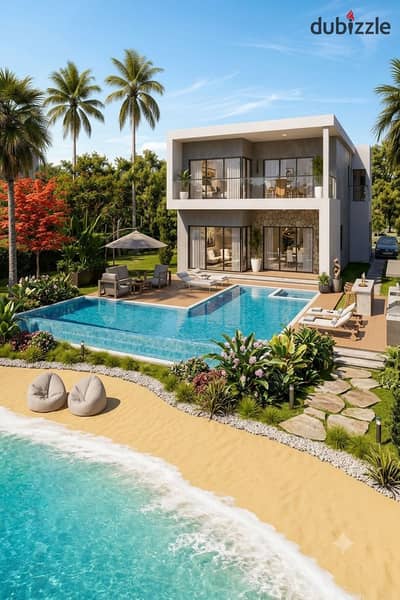 villa for sale ultra super lux finished 30% discount in a strategic location in North Coast next to The Waterway and Soul mins from La Vista Amwaj
