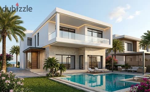 ڤيلا مستقلة بـ PRIVATE SWIMMING POOL بتشطيب فاخر و برؤية مميزه للبحر في الساحل الشمالي بجانب قرية Perla و سول رأس الحكمة و ذا وتر واي و ساوث ميد TMG