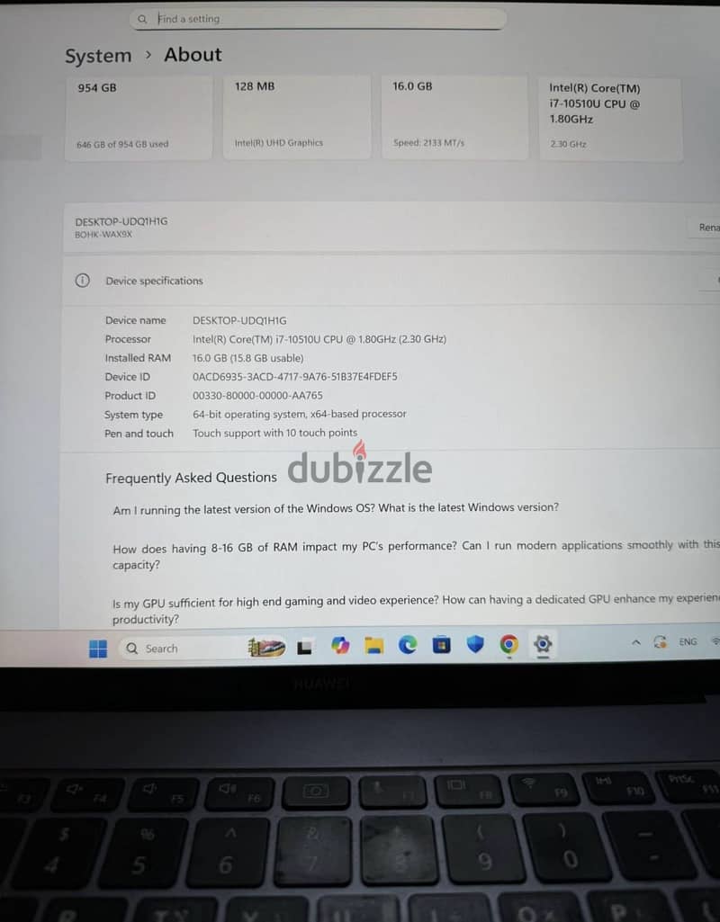 Huawei matebook X pro i7 10th Gen 5