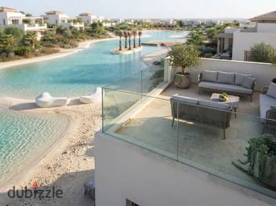 3BR chalet with panoramic open views first-row lagoon near delivery fully finished with ACs in North Coast near Dose Seashell Playa Marassi & Te