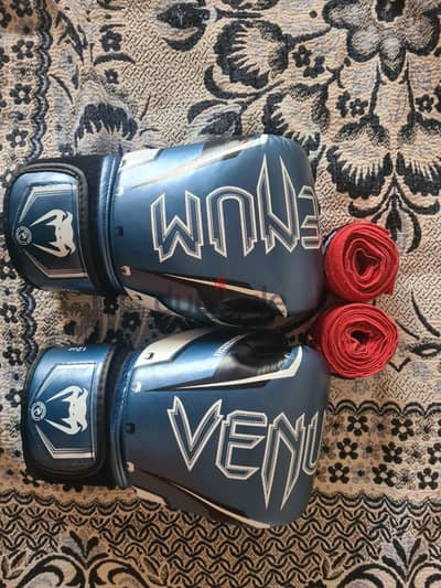 قفازات ملاكمة Venum 12oz + بنداجين – استعمال خفيف