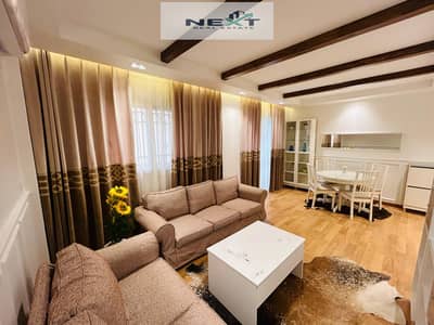 Furnished studio apartment for rent in Madinaty, 64 sq m + 45 sq m garden in B6. First occupancy, ultra-super deluxe finishes, modern furnishings, ful