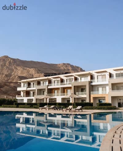 Distinguished chalet for sale, fully finished with a pool view | Al Galala - Ain Sokhna - Chalet for sale