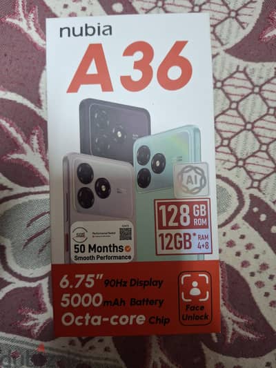 زد تى إي نوبيا a36 جديد مركبش فيه شريحه لون ذهبى