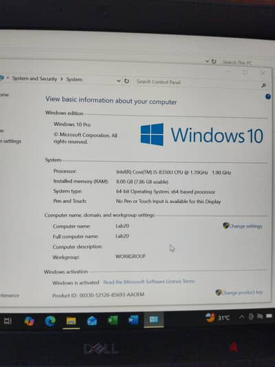 Dell latitude intel core i5-8350u الجيل الثامن