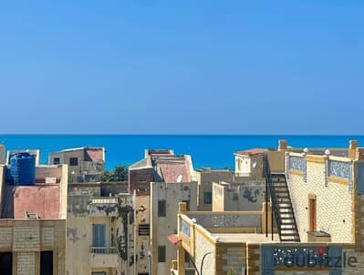 فرصة للايجار قرية بدر الساحل الشمالي روف غرفتين وصالة وروف كبير فاضي يري البحر صف رابع به غرفة مكيفة والاخري مروحة