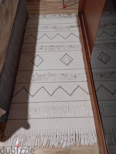 سجاد مكرمية قطن لون ابيض مقاس 90x200 سم