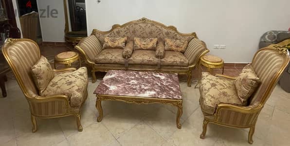 صالون ذهبى خشب زان بحاله ممتازه