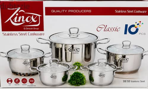  Zinox Stainless Steel  طقم كلاسيك فاخر – 10 قطع  جودة وأناقة للم