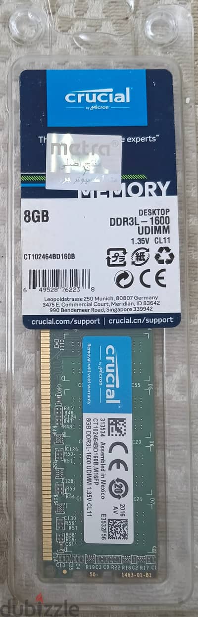 8gb ddr3L ram 1600 crucial