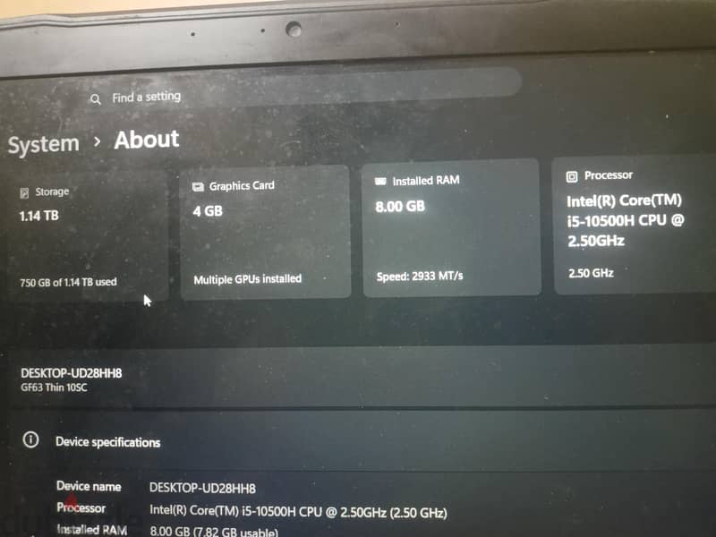 MSI GF63 THIN 10SC 6