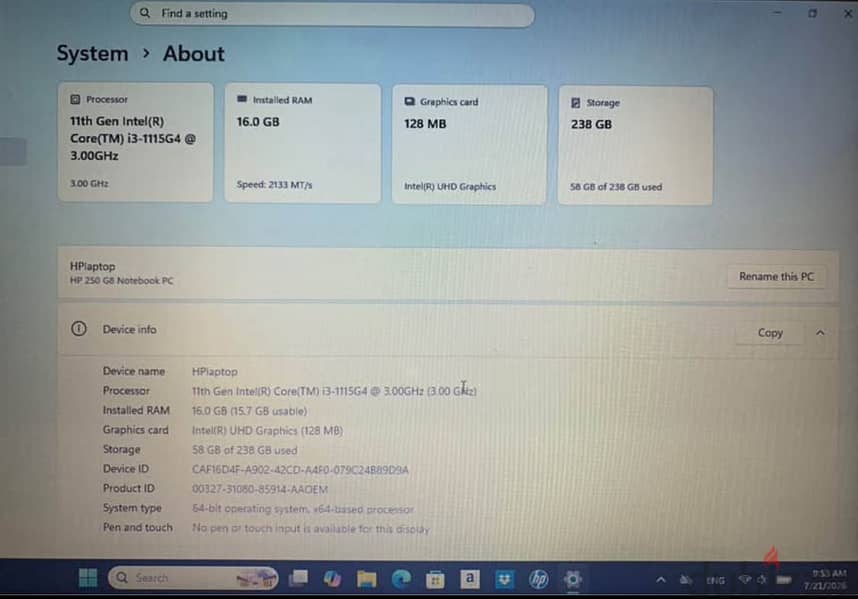 Hp Laptop 3