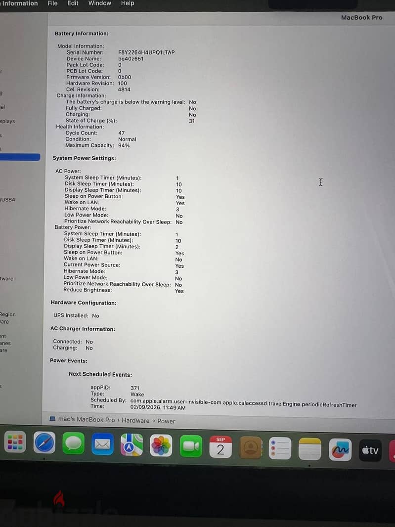 Macbook pro m1 pro 16/512 94% battery 3