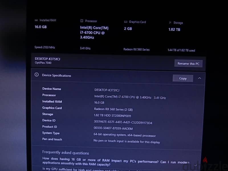 Used Optiplex 7040 - Good for Gaming 8