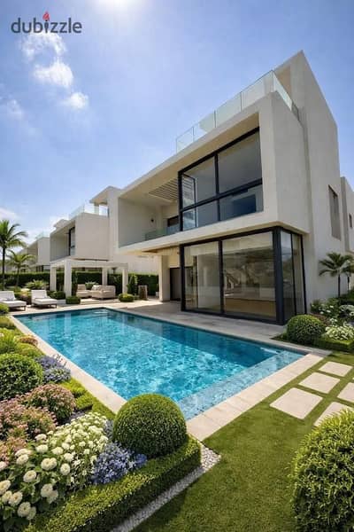 Experience luxury and privacy in a twin house villa by La Vista strategically located near New Cairo and the American University