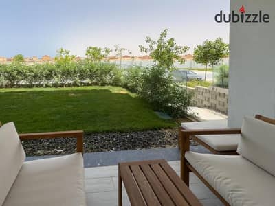 Ground floor first-row chalet with garden in Ras El Hekma fully finished with ACs near Azha Ramla Hacienda White Marassi & Amwaj Installments