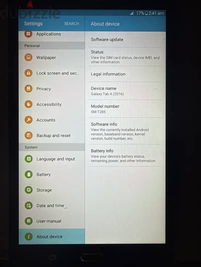 Galaxy tab a 4g كسر زيرو