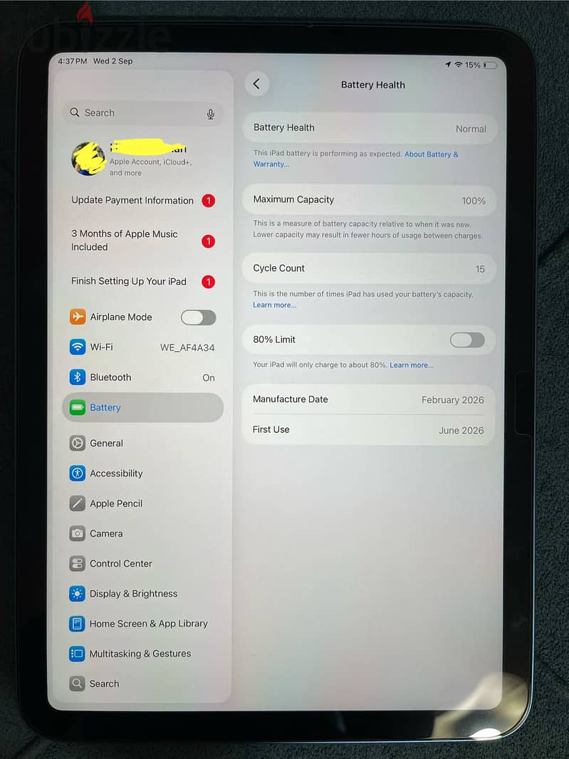 آيباد A16 الجيل الـ11 | 128 جيجا Wi-Fi | iPad 11th Gen 5