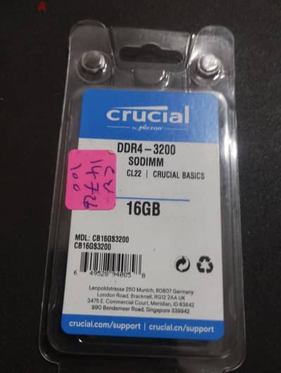 Ram Crucial 16GB DDR4