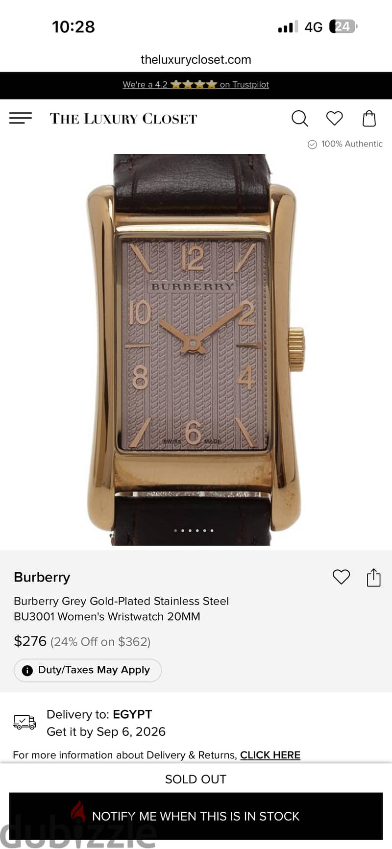 Burberry watch tank style 7