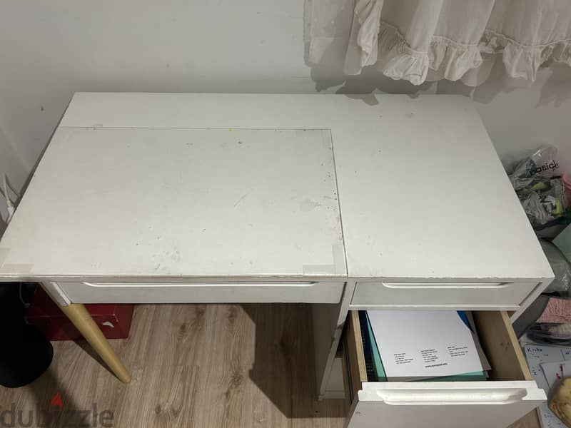 White Desk with Storage Drawers 2