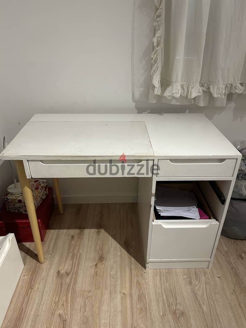 White Desk with Storage Drawers 3