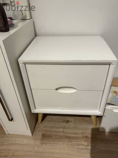 White 2-Drawer Bedside Table