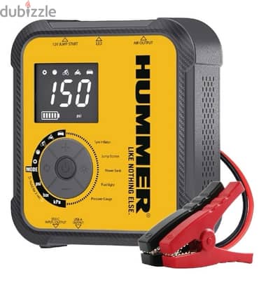 Hummer 2×1 Air Compressor & Car Battery Jump Starter, 2000mAh