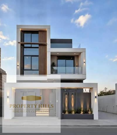 A standalone villa at a special price, featuring a swimming pool and an elevator inside the villa, with an open view of the landscape, located in New Cairo on American University Street, next to Katameya Dunes and Hassan Allam, near 90th Street and Mivida