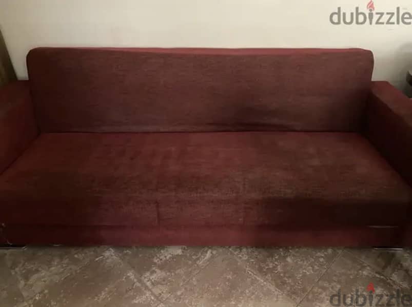 A three seats sofa - burgundy - sofa bed 5