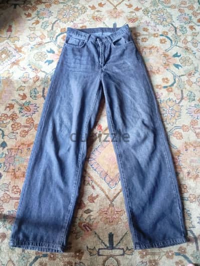 بنطلون جينز اسود wide leg