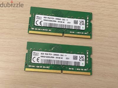 للبيع : عدد ٢ رام لابتوب اصلية خلع  HP DDR 4 | 8 GB
