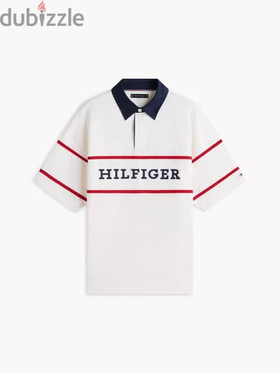 Tommy Hilfiger Relaxed fit Hilfiger Logo Rugby Polo - Ivory Silk / XL