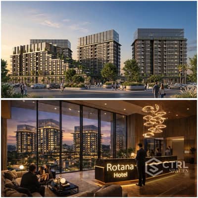 شقة فندقيه كاملة التشطيب والفرش تسليم بالتكييفات تحت إدارة فندق Rotana بمقدم 5% استلام 2030