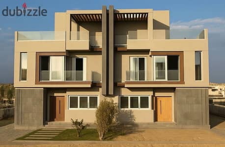 Twin house villa for sale, early delivery , in V Levels Dunes Compound, Sheikh Zayed, in front of Beverly Hills