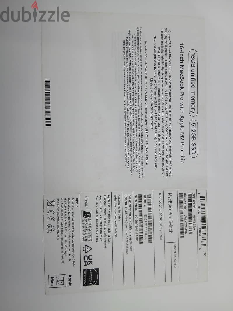 MacBook Pro M2 pro 16 inch 6