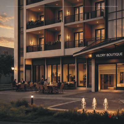 75 sqm finished hotel unit for sale at Vilory Hotel next to Emaar Cairo Gate Dollar returns 5% down payment & installments up to 10 years