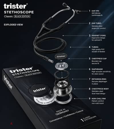 Trister Classic Stethoscope TS-600SCBK (Brand New & Sealed)