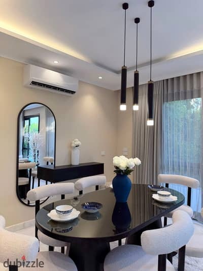 Furnished Villa for Rent in El Patio Al Zahraa Sheikh Zayed. First tenant, 4 BR, 4 Baths, fully equipped with ACs & modern furniture. Ready now!