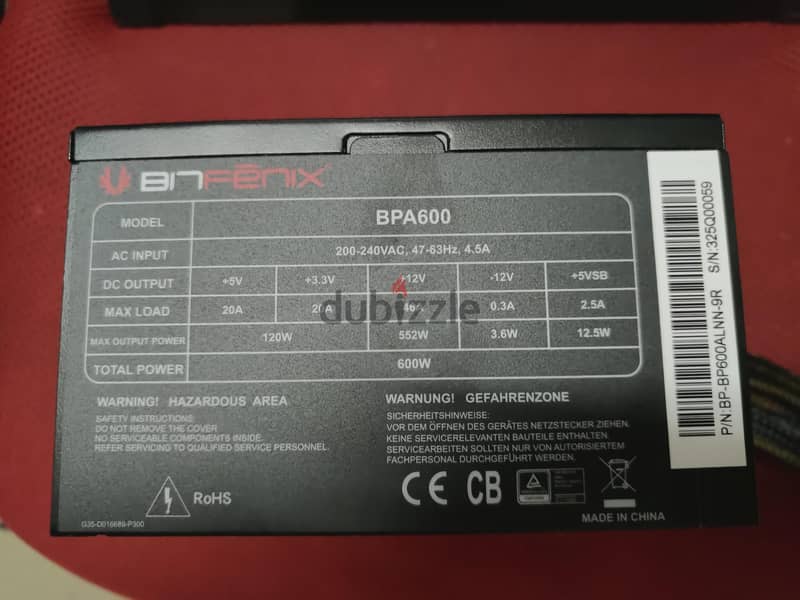 Bitfenix BPA600 600w PSU 80+ 3