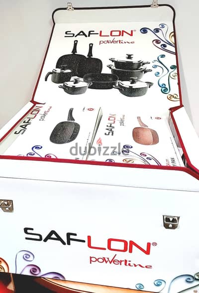 طقم حلل جرانيت سافلون (SAFLON powerline) تركي – 13 قطعة – مربع 