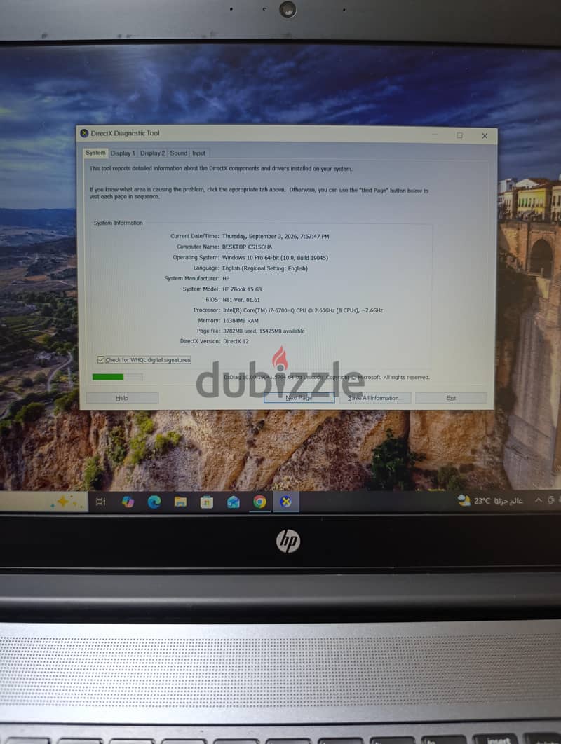 laptop hp zbook g3 6