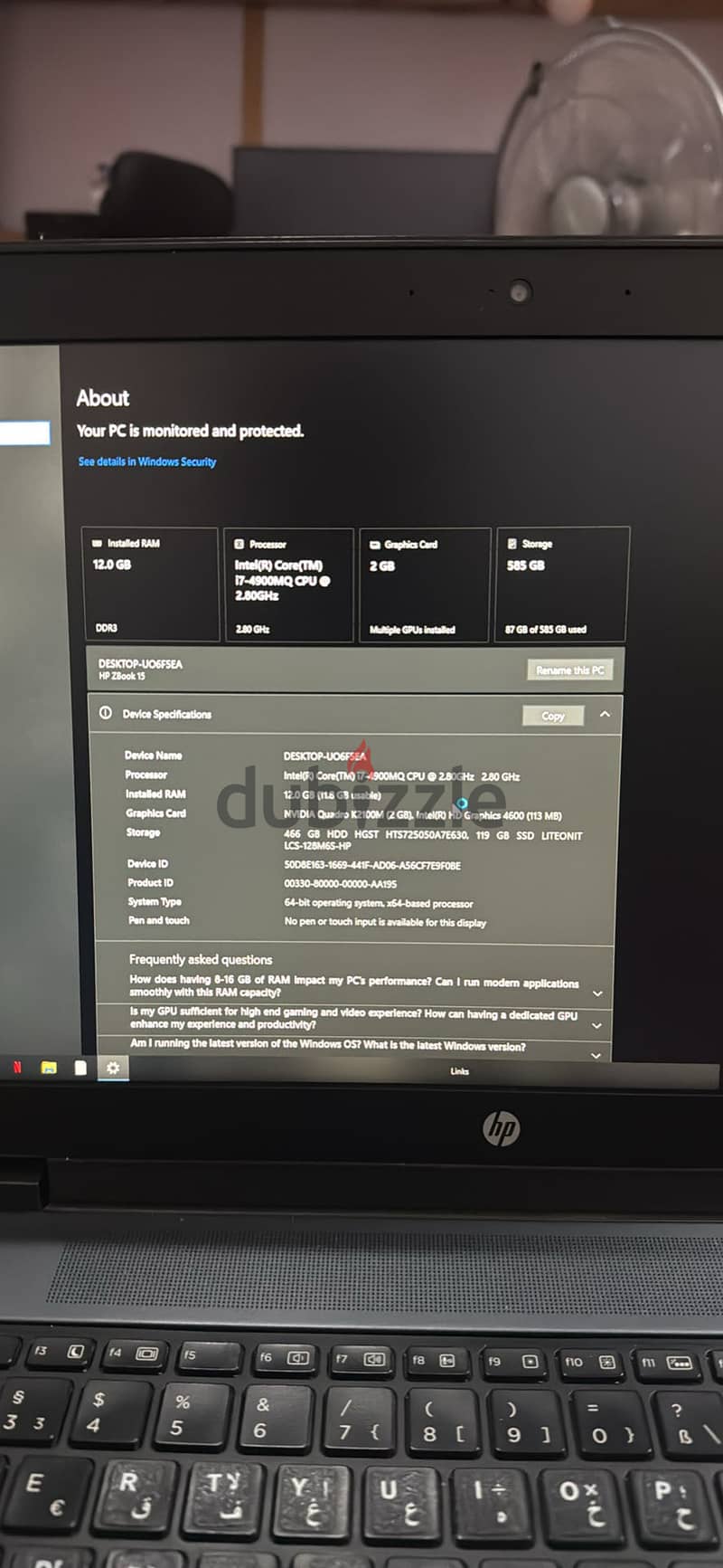 Hp zbook g2 15 inch 4