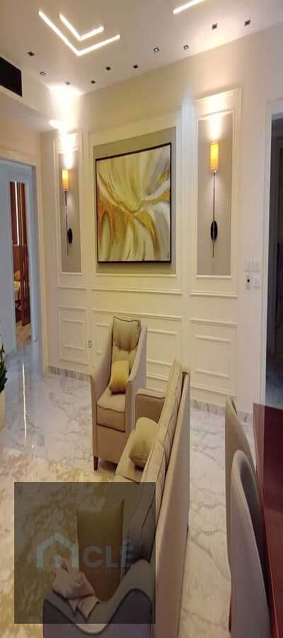A luxurious, elegantly furnished apartment is for sale in a prime location with a stunning view at the lowest price in Sky Conds, Villette, New Cairo.