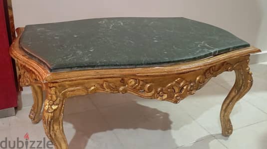ترابيزاه صالون ذهبي برخام اخضر هندي