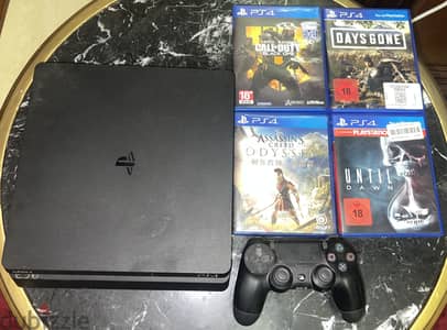 Playstation 4 slim 500GB, software 13.52 with console and 4 games